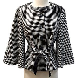 LOFT Black and White Houndstooth Jacket